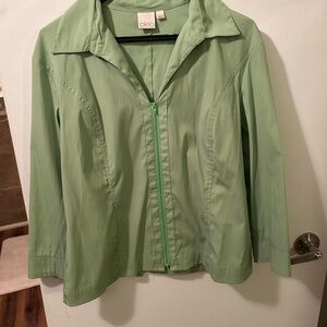 cleo Light Green Zip-Front Blazer Jacket